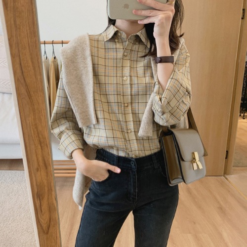 レディース シック チェック柄 シャツ ブラウス A1869