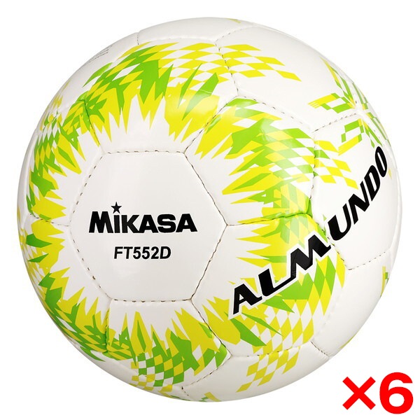 6個セット FT552D-YLG ALMUNDO サッカーボール 検定球 5号球 手縫い