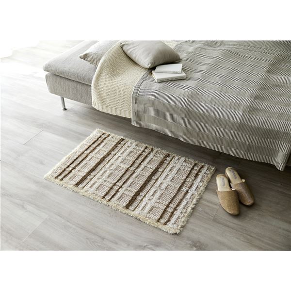 アレルブロック ラグ マット 約幅50×長さ80cm アイボリー ウール 日本製 スミノエ ミロワール 絨毯 リビング インテリア家具