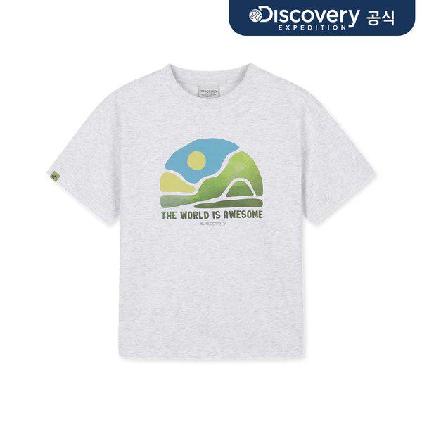 キッズフレッシュベントサンライズグラフィック半袖Tシャツ（M/GREY）_