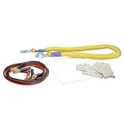 他サイト： 大自工業/メルテック QQセット DC12V に けん引ロープ2tまで+ブースターケーブル 50A 故障・事故等の非常時に 白旗・手袋入 #990の商品画像