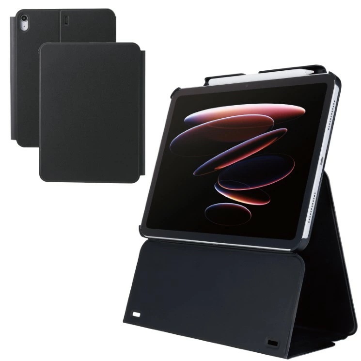 エレコム iPad ケース 11インチ ( A16 ) / 10.9インチ 第10世代 高さ調整フラップ カバー Apple Pencil収納 フリーアングル スタンド オートスリープ機能 ブラック