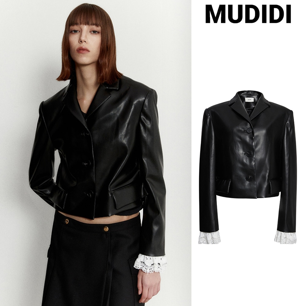 [MUDIDI] Fake leather short jacket 003