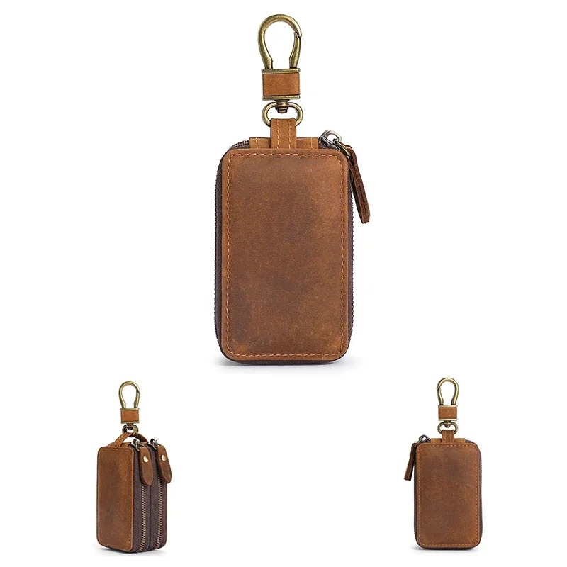 男性と女性のための本革のキーホルダー,ジッパー付きの財布,カードホルダー,ケース,財布,コインのオーガナイザー