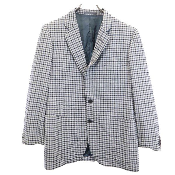 バーバリーズ 90s オールド チェック ウールリネンブレンド テーラードジャケット 175 A6 ネイビー系 Burberrys メンズ