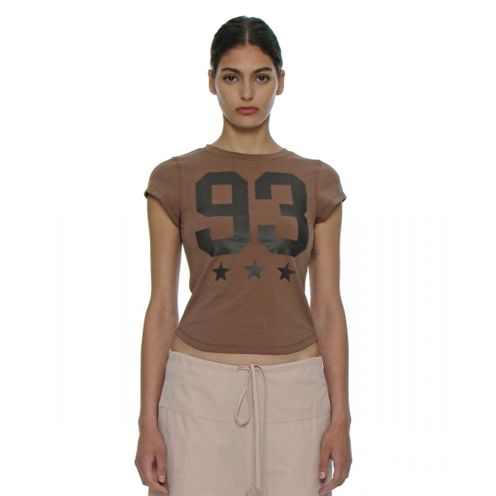 PARTIMENTO レディース 93 チャオプリントショートスリーブ Tシャツ_モカブラウン