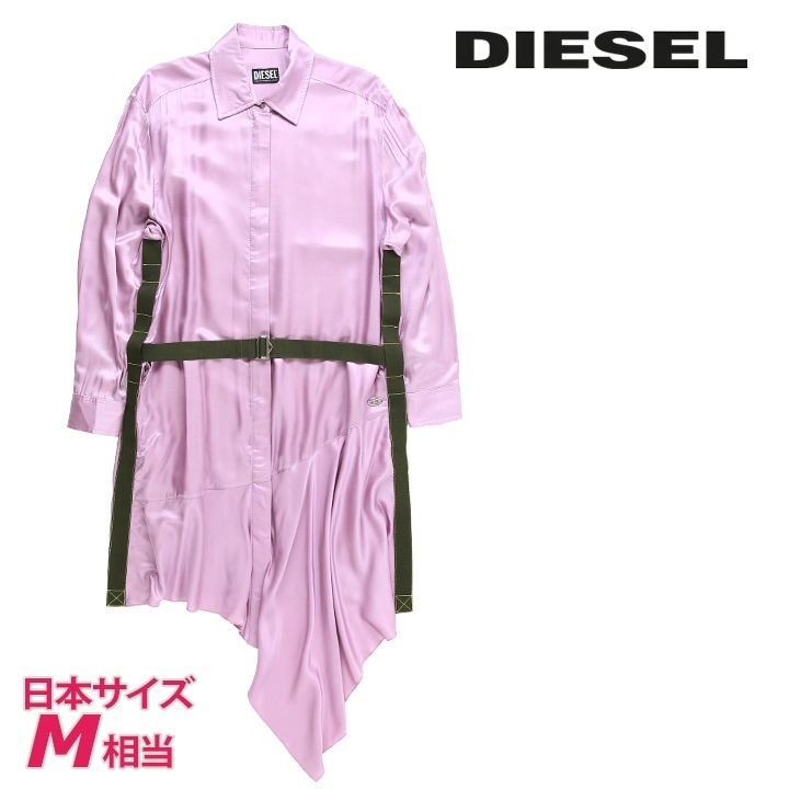 シャツワンピース レディース D-WEIGELA ベルトアクセント シルク混 die-l-t-f8-3eh