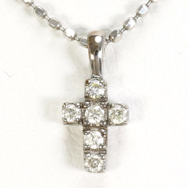 K10 10金 WG ホワイトゴールド PT850 ネックレス ダイヤ ジュエリー 中古