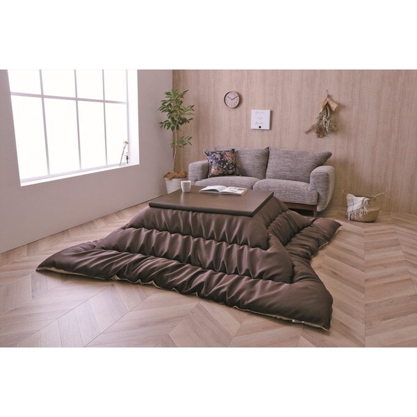 1161140060103 こたつ布団 単品 ふっくら 日本製 無地 レザー調 ブラウン 正方形 約205×205cm メーカー直送