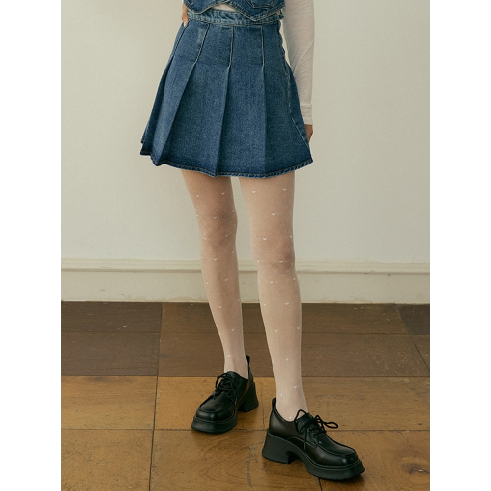 REORG FEL デニムプリーツミニスカート ブルー
