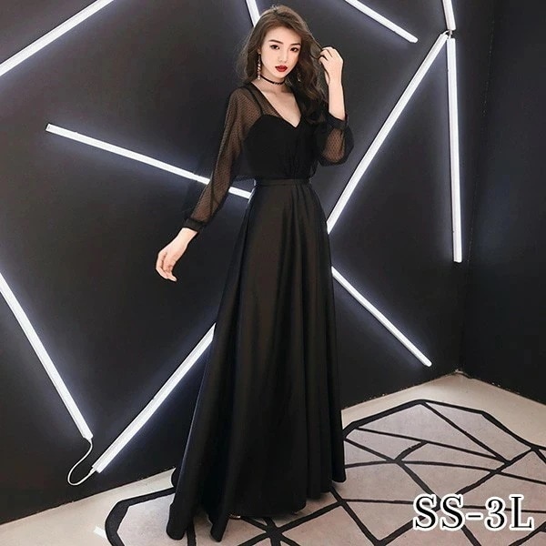 ドレス 大人 ピアノ 発表会 演奏会用ドレス ロングドレス 演奏会 イブニングドレス 結婚式 母親 ピアノ発表会 中学生 パーティードレス 発表会ドレス 黒 高校生 コンクール ロング 大