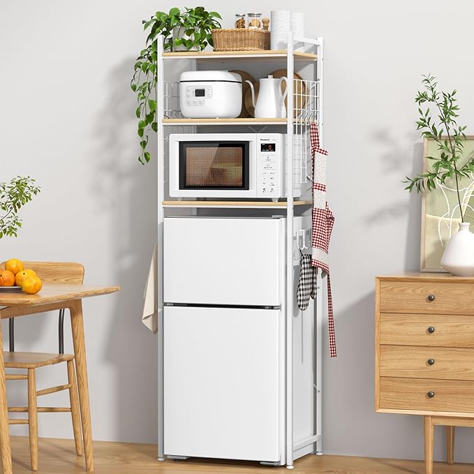 冷蔵庫棚ゴミ箱上棚幅60cm×奥行き40cm×高さ180cm棚の高さ調節可能耐荷重45kg