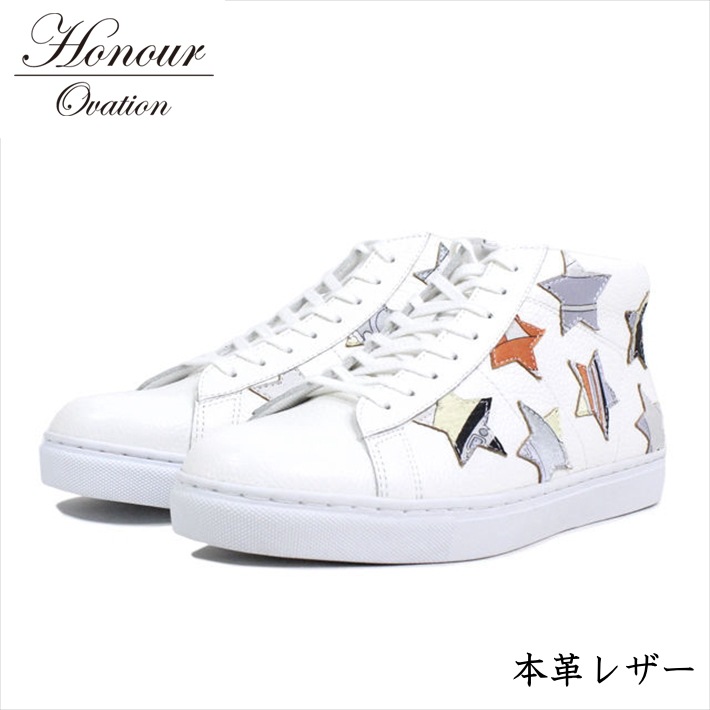 スニーカー メンズ ブランド 本革 レザー シューズ 靴 メンズ Honour Ovation アナーオベーション ホワイト 白 3070 RE Y_KO 181120