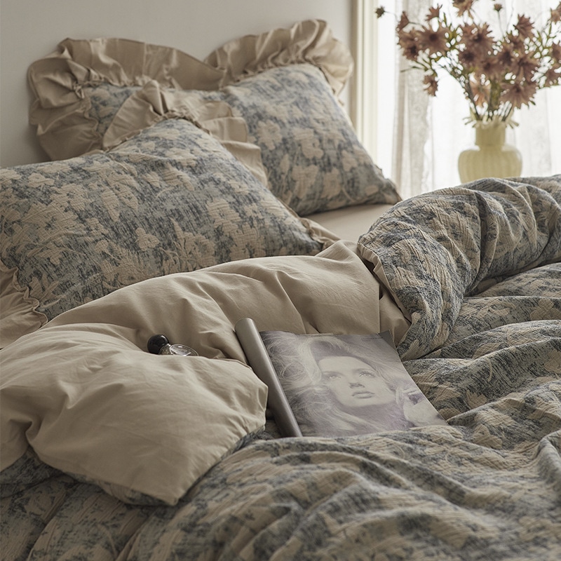 クラスaの母親と赤ちゃんレトロスタイル二重層糸4ピースセットコットンピュタンフレンチマナーシートカバーフレンチフリル