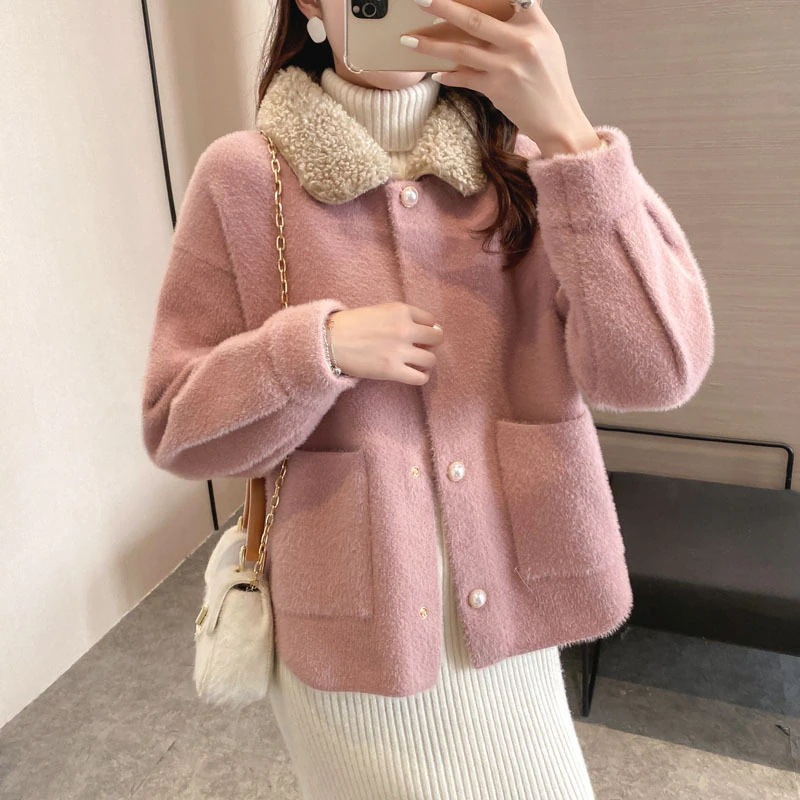 コートミンクカシミアコートレディース冬品エコファーコートミンクカシミアコートロングモコモコ暖かいアウター韓国風