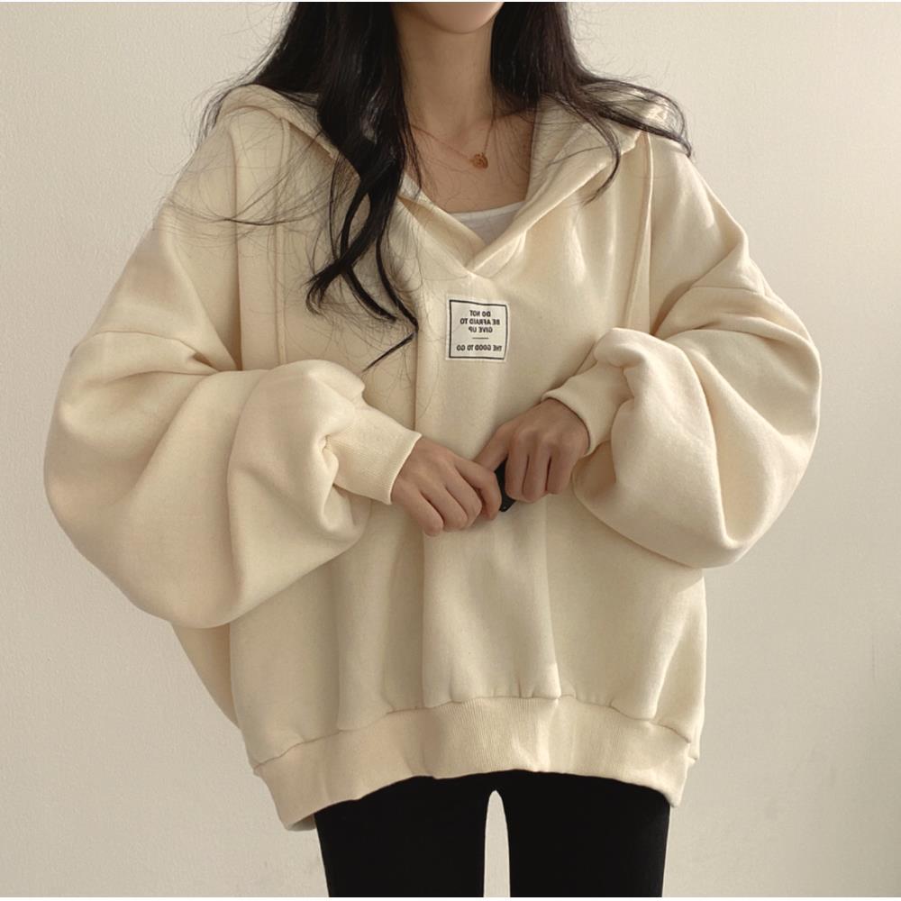 パーカー 春秋服レディースゆったりアウター パーカー スウェット 秋冬の怠惰な風蝶スリーブゆったりとした汎用性の高いVネックフード付きトップススウェットジャケットレイヤードトップスゆったりスウェット 5,038円