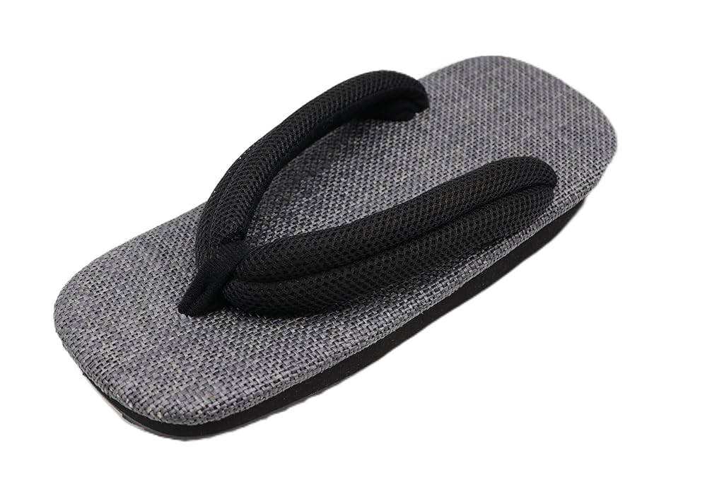 [信貴] 雪駄 メンズ ラタンメッシュ天 ブラック メッシュ鼻緒 ゴム底 日本製 27cm（9寸）