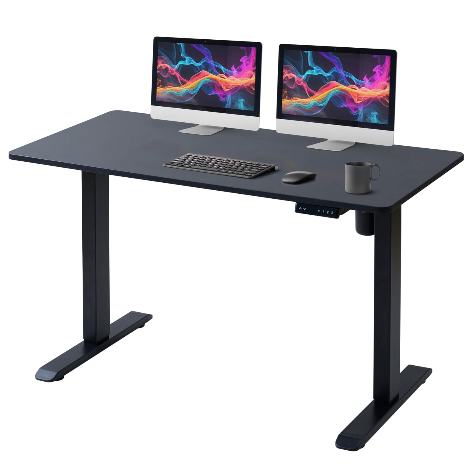 山善 昇降デスク 電動 昇降式デスク スタンディングデスク 上下昇降 pc オフィスデスク テレワーク メモリー機能 衝突検知 USBポート付き 120×60×71-116cm 耐 98690