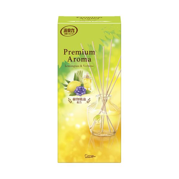 （まとめ） エステー玄関・リビング用 消臭力 Premium Aroma Stick レモングラス＆バーベナ 本体 65mL 1個 (×10セット)