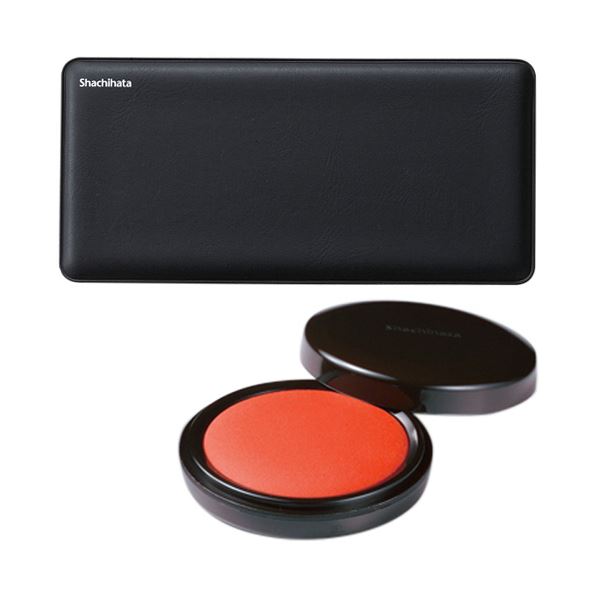 (まとめ) シヤチハタ朱肉+捺印マットセット 1セット (×3セット)