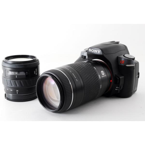 【中古】ソニー SONY α380 DSLR-A380 ブラック 超望遠ダブルズームセット 美品 初心者に最適 SDカードストラップ付き