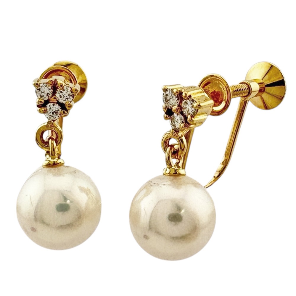 ミキモト イヤリング 18金 K18イエローゴールド パール MIKIMOTO 中古 美品 46,200円