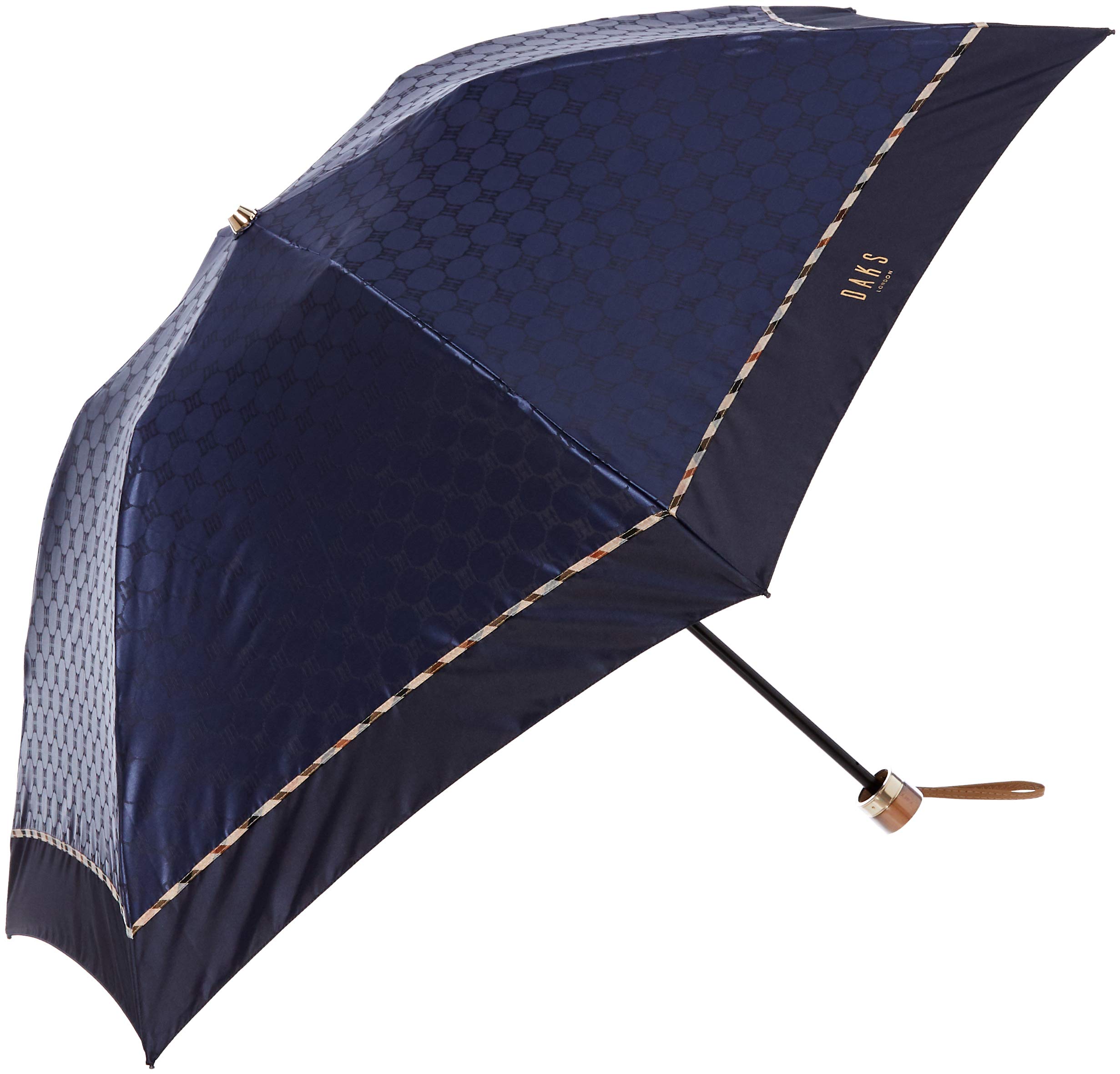 [ムーンバット] DAKS(ダックス) 折りたたみ傘 雨傘 幾何学ジャカード シンプル オシャレ レディース【日本製・軽量・簡単開閉】 ネイビーブルー 21-125-10124 ネイビーブルー 親骨の