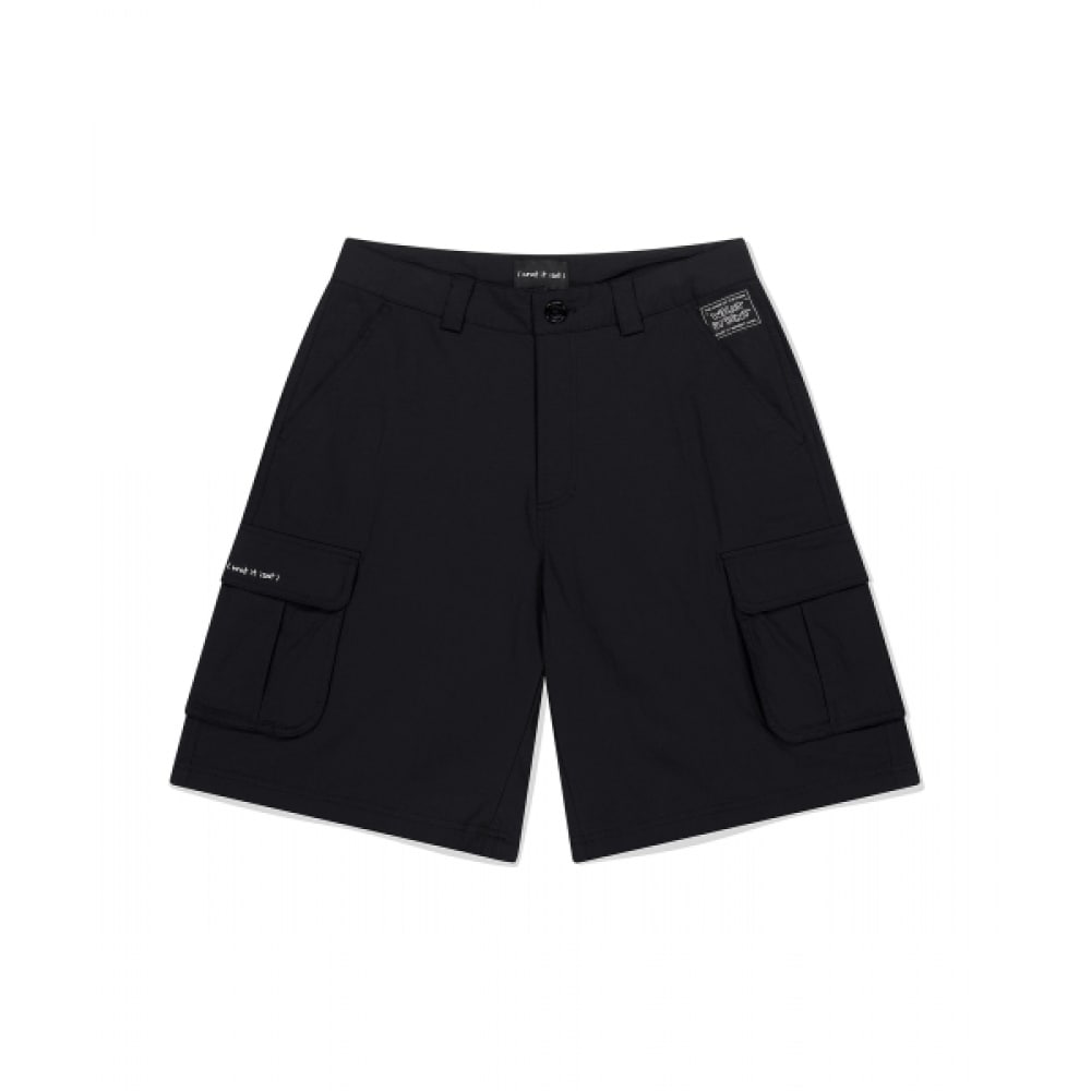 WHTITISNT ロゴラベルウーブンカーゴショーツブラック