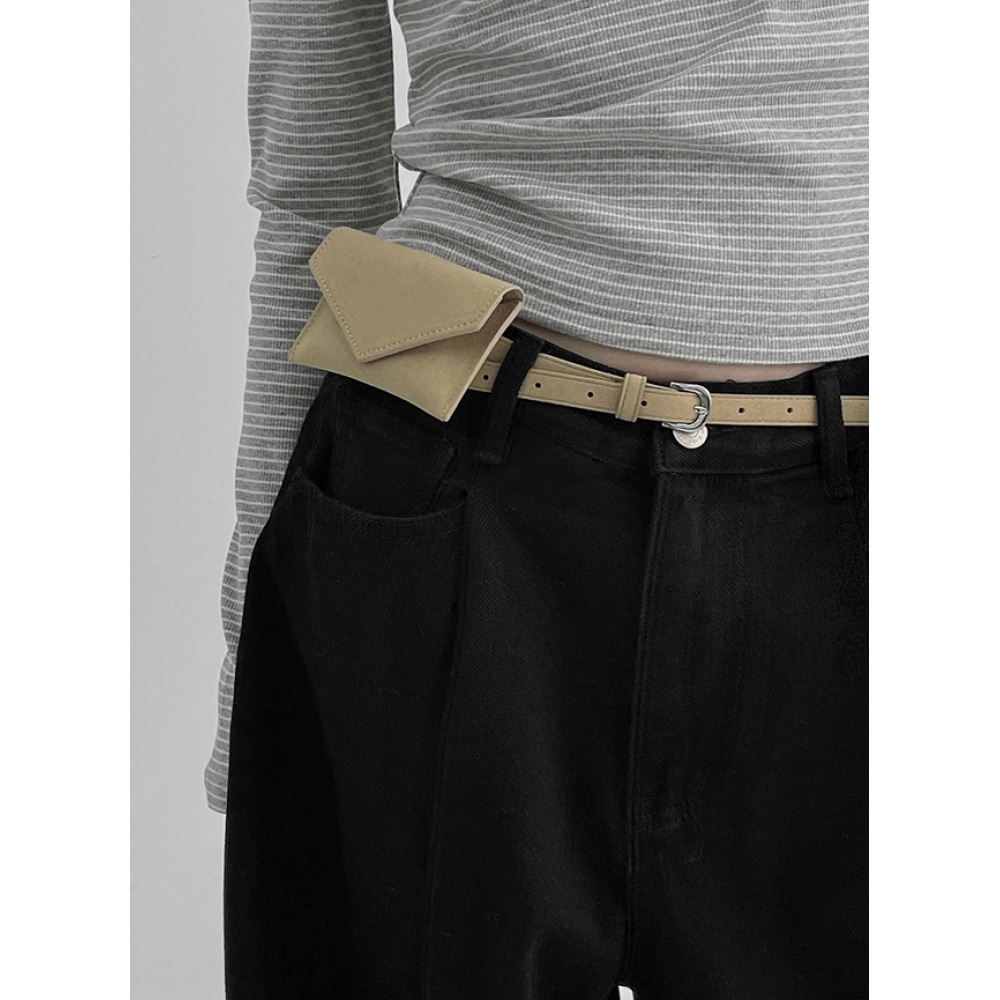 ブラックアップスウィーティングスエードカードウォレットベルト