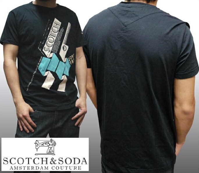 スコッチ&ソーダ SCOTCH&SODA メンズ 半袖 Tシャツ LA REVOLUTION ブラック シャツ safari サファリ OCEANS オーシャンズ 掲載 スコッチアンドソーダ ヴィンテ
