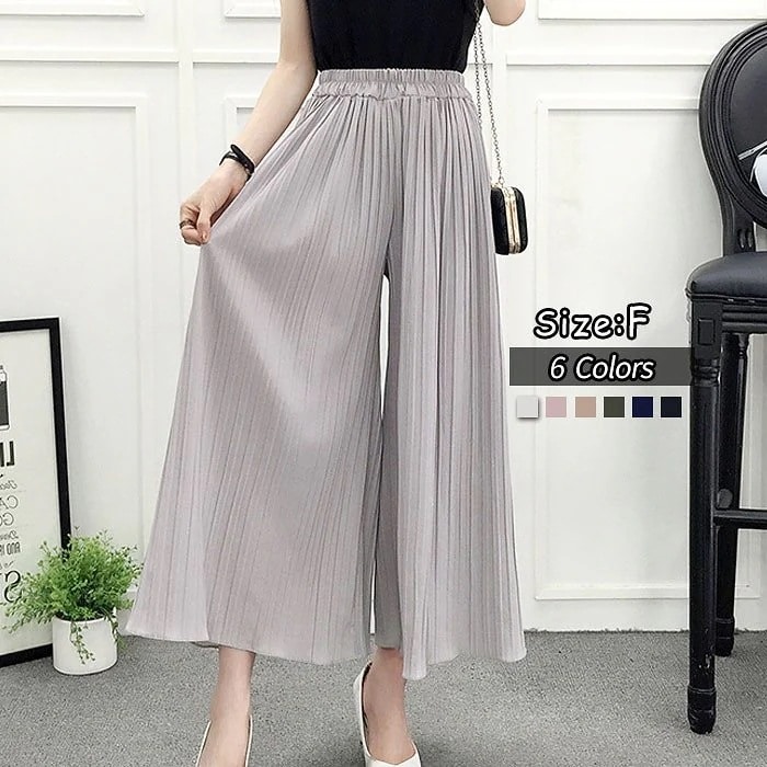 プリーツパンツ ウエストゴム 体型カバー レディース カジュアル ルームウェア ワイドパンツ プリー 5,459円