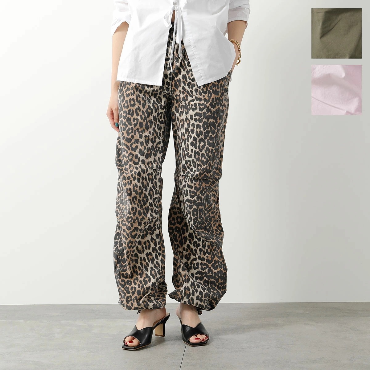 GANNI ガニー パンツ WASHED COTTON CANVAS DRAW STRING PANTS ウォッシュドコットンキャンバス ドローストリング F9356 F9357 F9358 6635