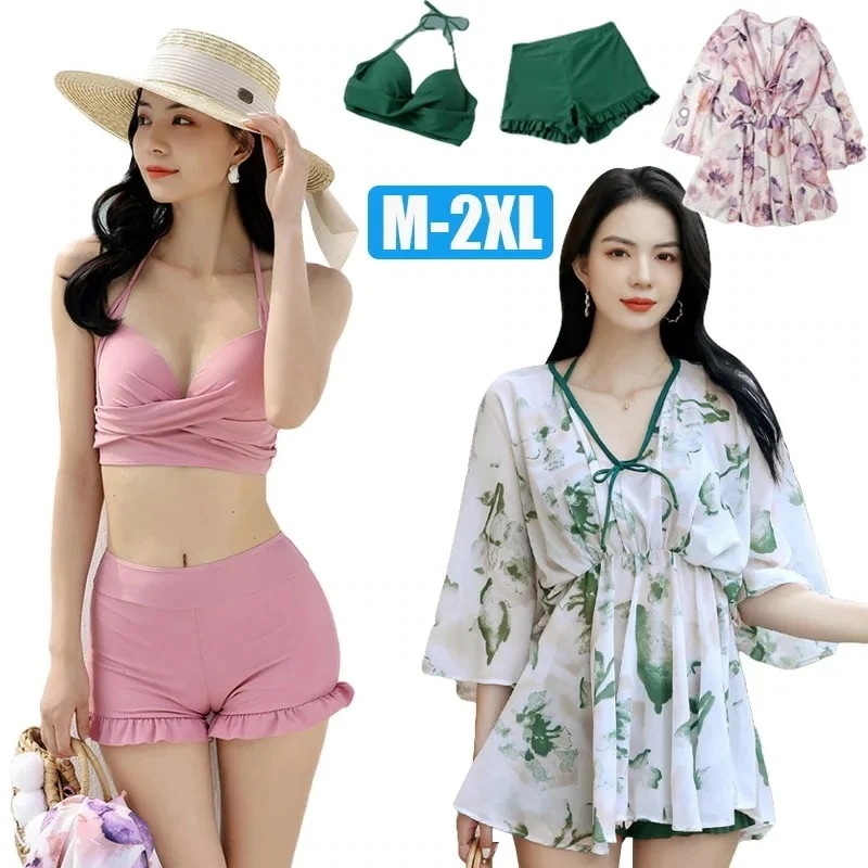 水着 レディース 体型カバー UVカット ビキニ 水着 タンキニ水着 3点セット オトナ女子 ママ水着 ミセス ホルターネック ショートパンツ フレア セクシー 太もも お尻 お腹カバー ぽっちゃり