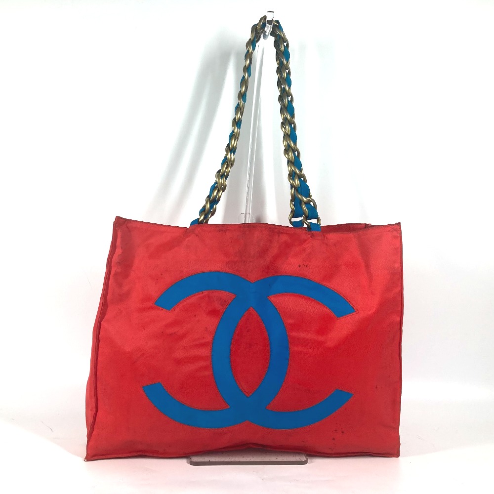 ショルダーバッグ ビッグココ CC ココマーク バイカラー チェーンバッグ トートバッグ カバン ナイロン レッド