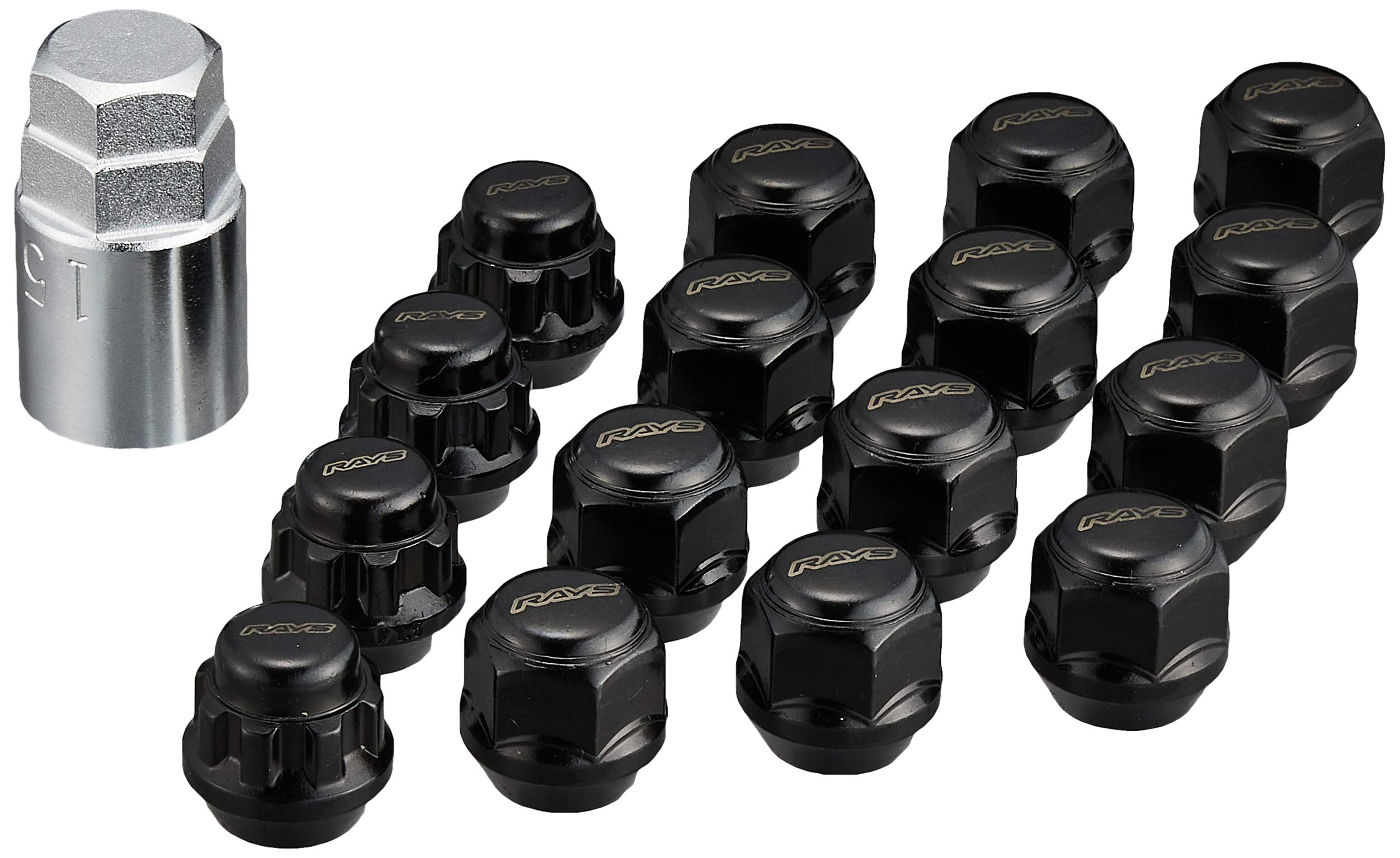 【RAYS(レイズ)】 19HEXロック&ナットセット ショートタイプ 4ホール用 M12×1.5 BK(ブラック) 22mm 74082000004BK