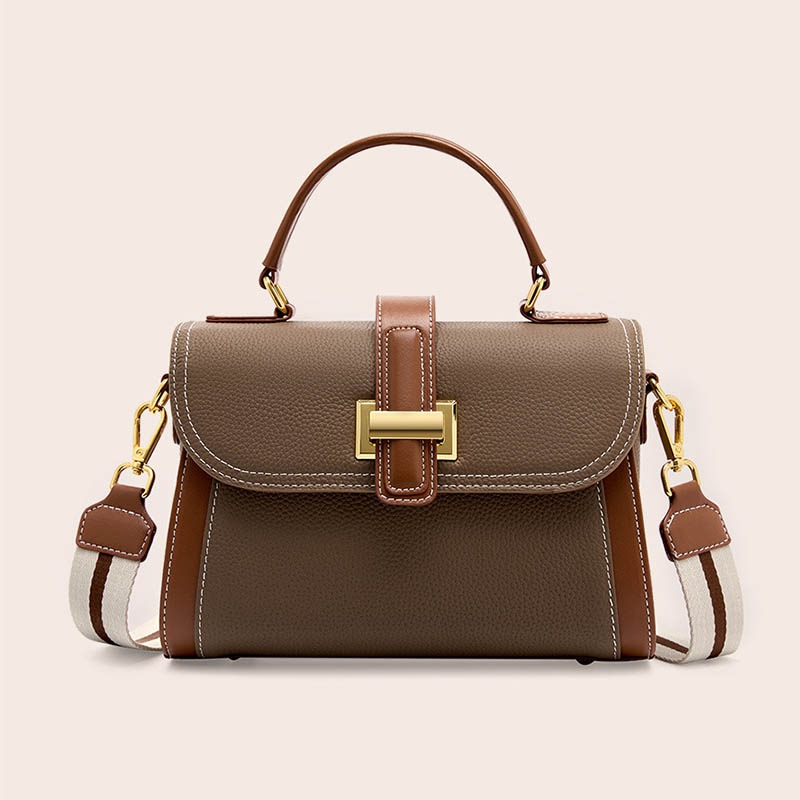 Small luxury one-shoulder oblique span hand leather top layer cowhide high-grade womens bag