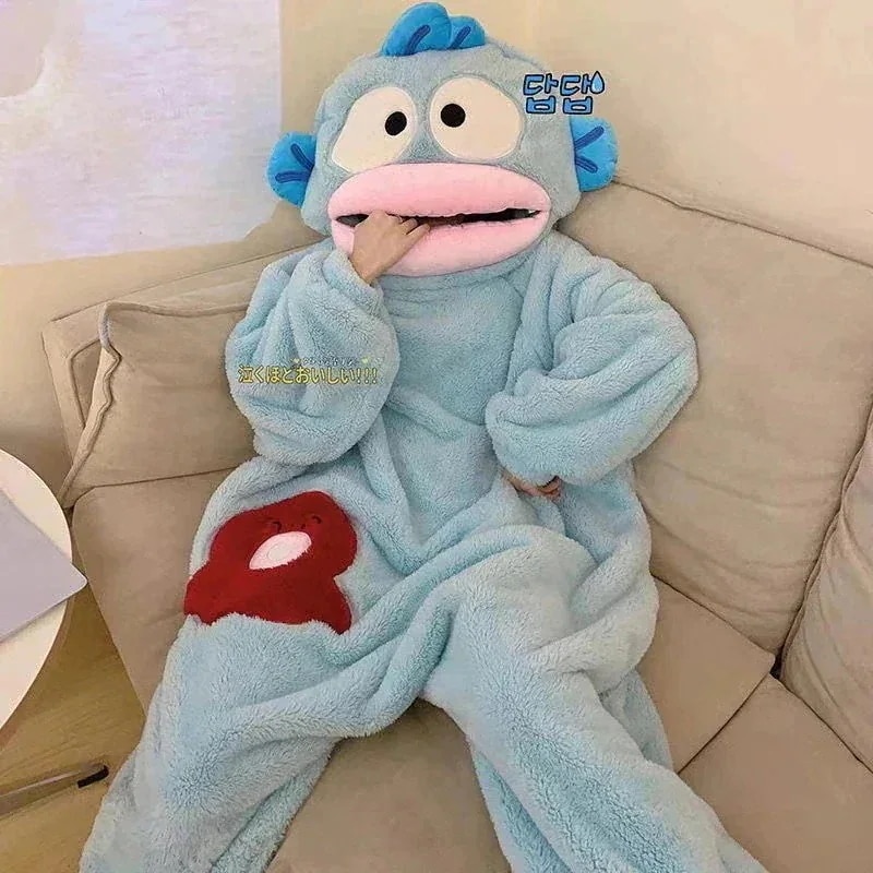コスプレ ペアルック ハンギョドン もこもこ R135 かわいい ウェア 3日出荷着ぐるみレディースメンズ 韓国ファッション 厚く暖かい V755 カップル 部屋着 パジャマ