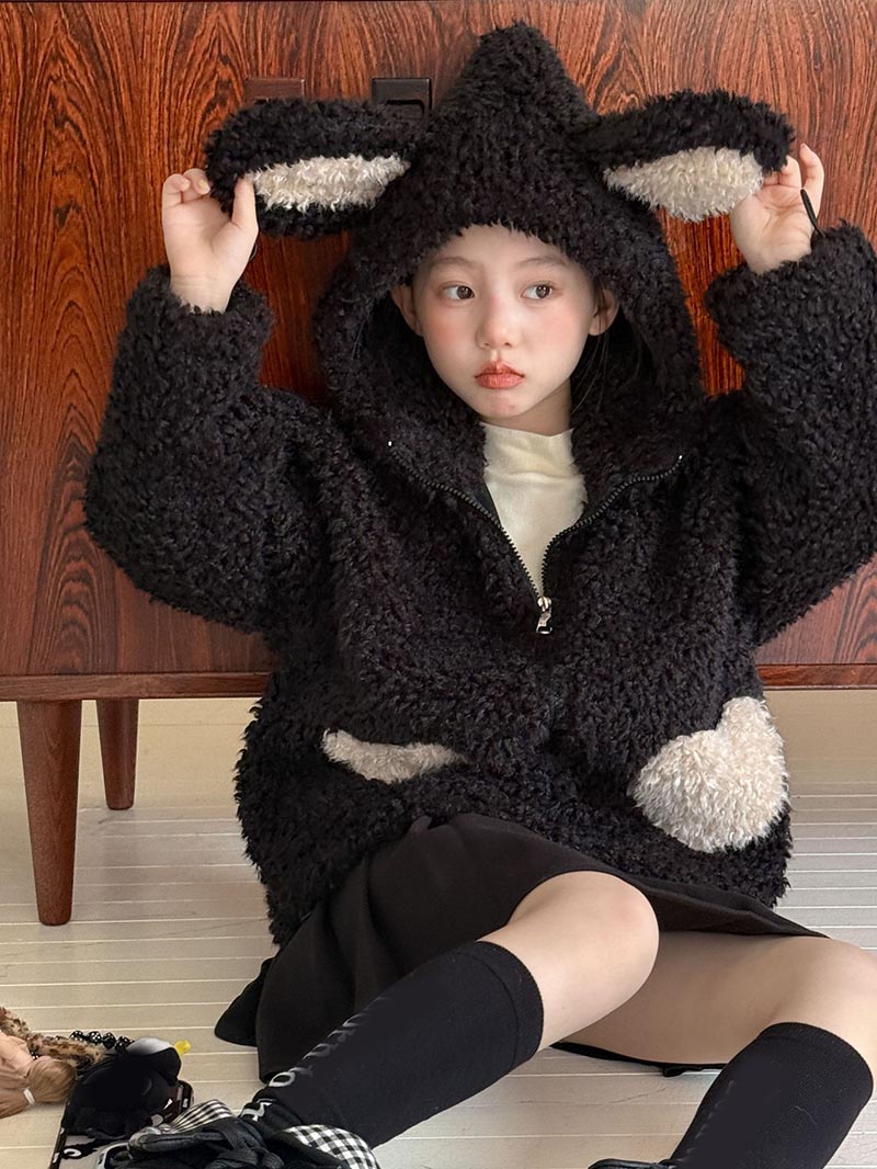 【最新モデル登場！！】キッズボアジャケット うさ耳 もこもこ 子供用アウター キッズコート モコモコ 可愛い 女の子 アウター 子供服 こども 子ども 防寒 暖かい あたたかい 秋服 冬服 秋冬 通園