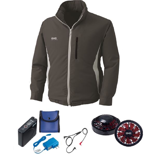 KU90520 空調服 ポリエステル製フード付 FAN2200BR/LISUPER1 チャコール3L