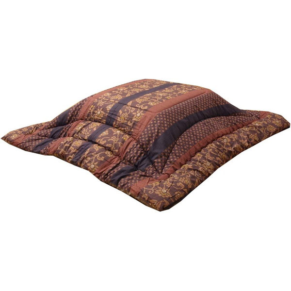 1160180060203 国内プリント こたつ厚掛け布団単品 万葉 ブラウン 205×245cm メーカー直送