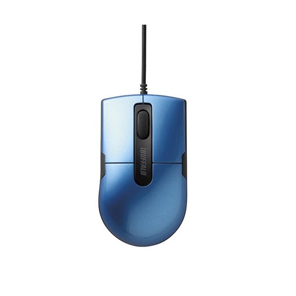 (まとめ) バッファロー 有線BlueLEDマウス静音 3ボタン Sサイズ ブルー BSMBU26SSBL 1個 10セット