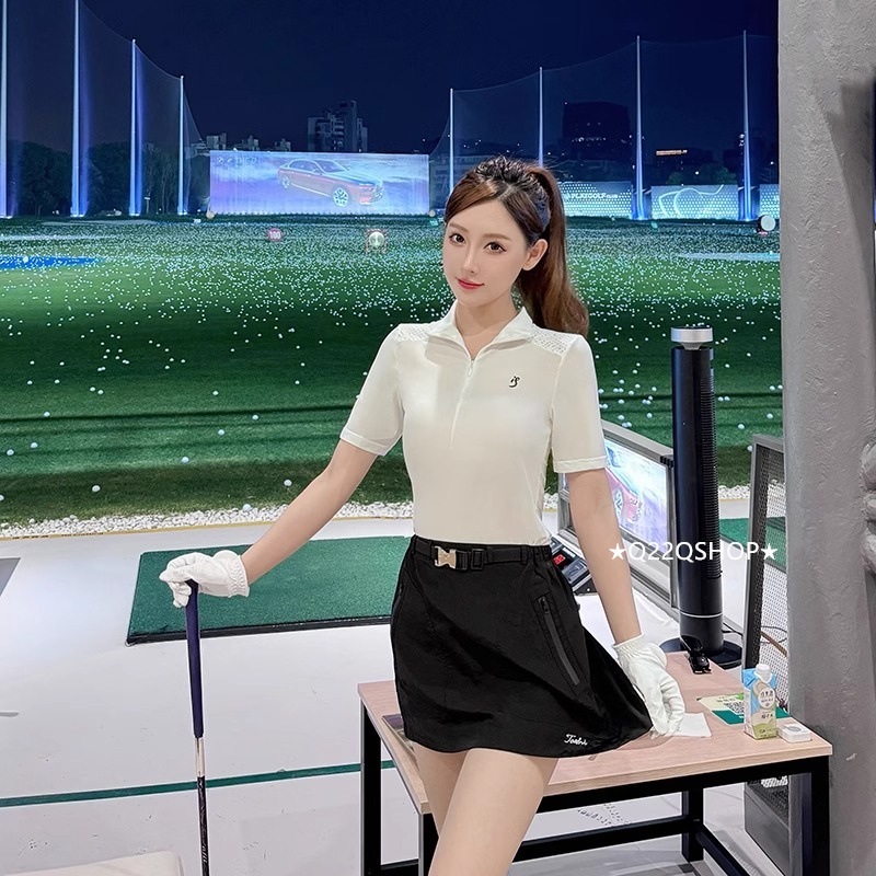 ゴルフウェア 2025 春夏 上下セット 半袖 poloシャツ 冷感 日焼け止め プリーツスカ 白 黒 韓国風 レディース ゴルフスカート スポーツウェア テニスウェア 速乾 通気