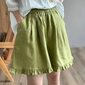 23の新型綿麻パンツ女性復古重工木耳元スト腰広脚ズボンカジュアルパンツ