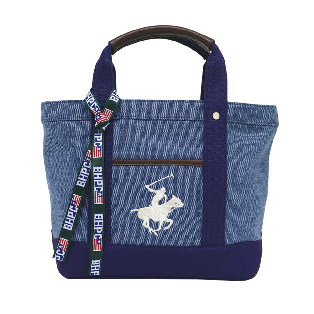 ビバリーヒルズ ポロクラブ トートバッグ BEVERLY HILLS POLO CLUB トートバッグ Sサイズ 天ファスナー オープンポケット 底鋲有 手提げ かばん BH1007N BL/NV/W