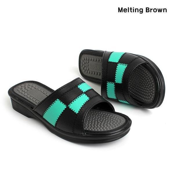 女性カジュアルミドルヒール指圧スリッパ 2color