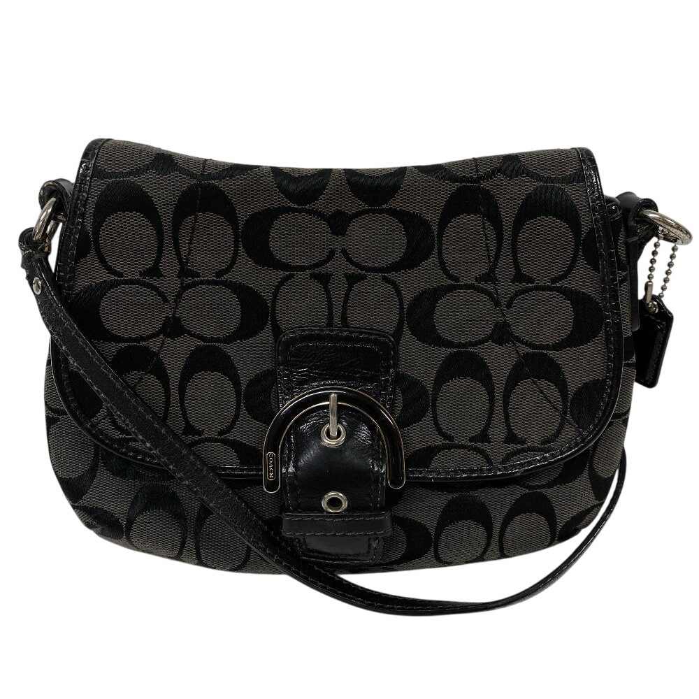 シグネチャー キャンバス ショルダーバッグ ブラック レディース ブランド