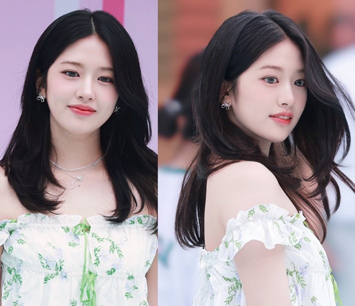 [レッドベルベット アイリーン / スルギ / ITZY ユナ / キム·セジョン / IVE アン·ユジン 着用] ライン フラワー スタッド イヤリング リボンフープピアス 4Color