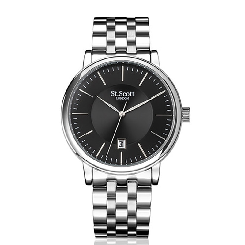 ST5106SBS Men Watch Alloy Metal Case Non-Scratch Hard Mineral Glass Sunray Dial