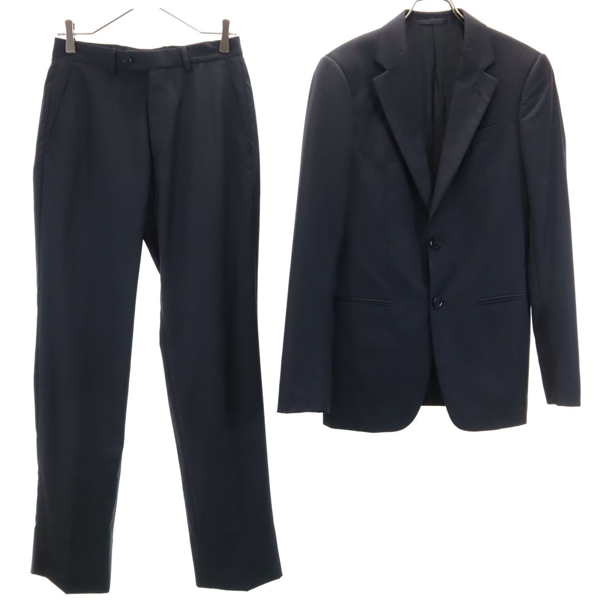 イタリア製 シャドーハウンドトゥース柄 スーツ 上下セットアップ 44 ブラック 千鳥格子 メンズ 古着