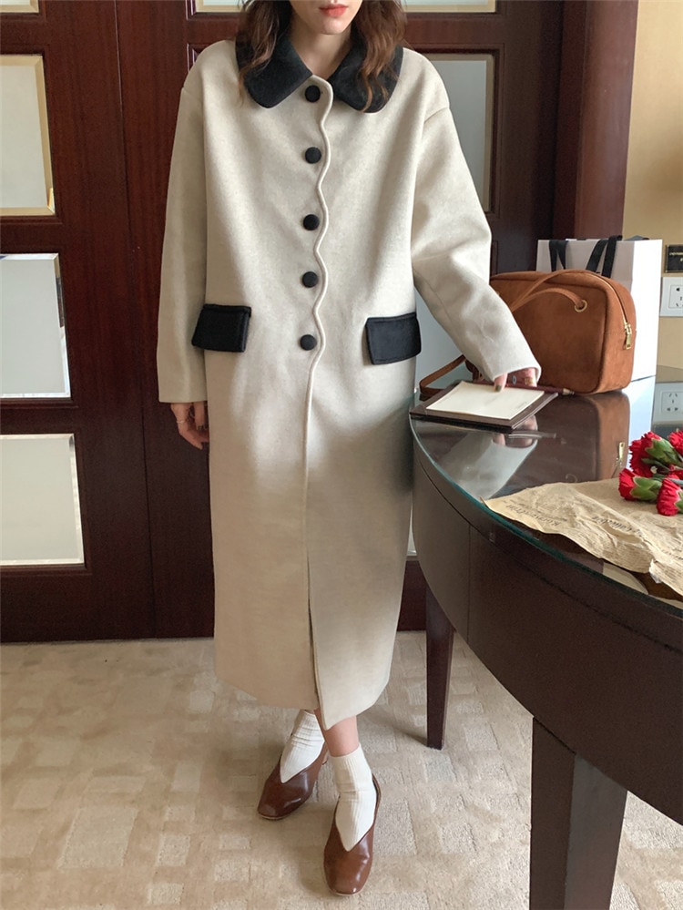 穿きやすく使いやすい ラペル 単体ボタン ゆったりする 中長セクション チェスターコート 5,440円